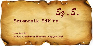 Sztancsik Sára névjegykártya